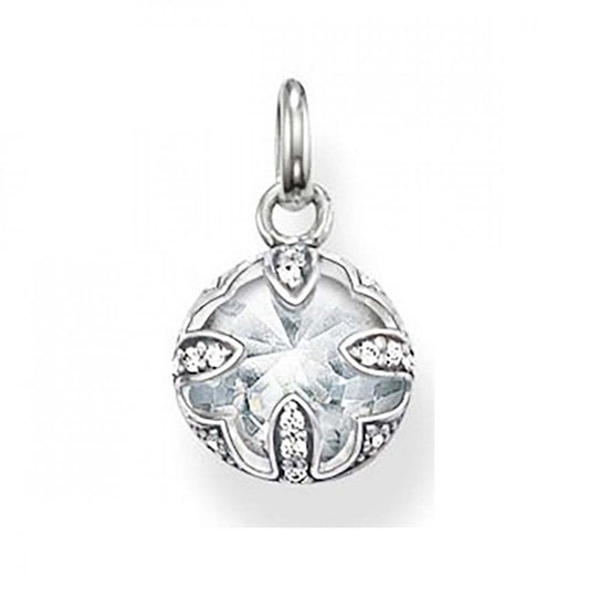 Thomas Sabo Glam And Soul Sterling Silver Cubic Zirconia White Stone Lotus Pendant PE685-643-14