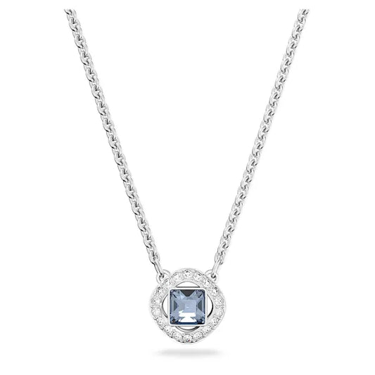Swarovski Una Angelic necklace Square cut, Blue, Rhodium plated 5662142