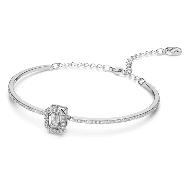 Swarovski Una bangle Octagon cut, Pavé, White, Rhodium plated 5638494