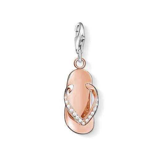 Thomas Sabo Silver Rose Gold Plated CZ Flip Flop Charm 0948-416-14