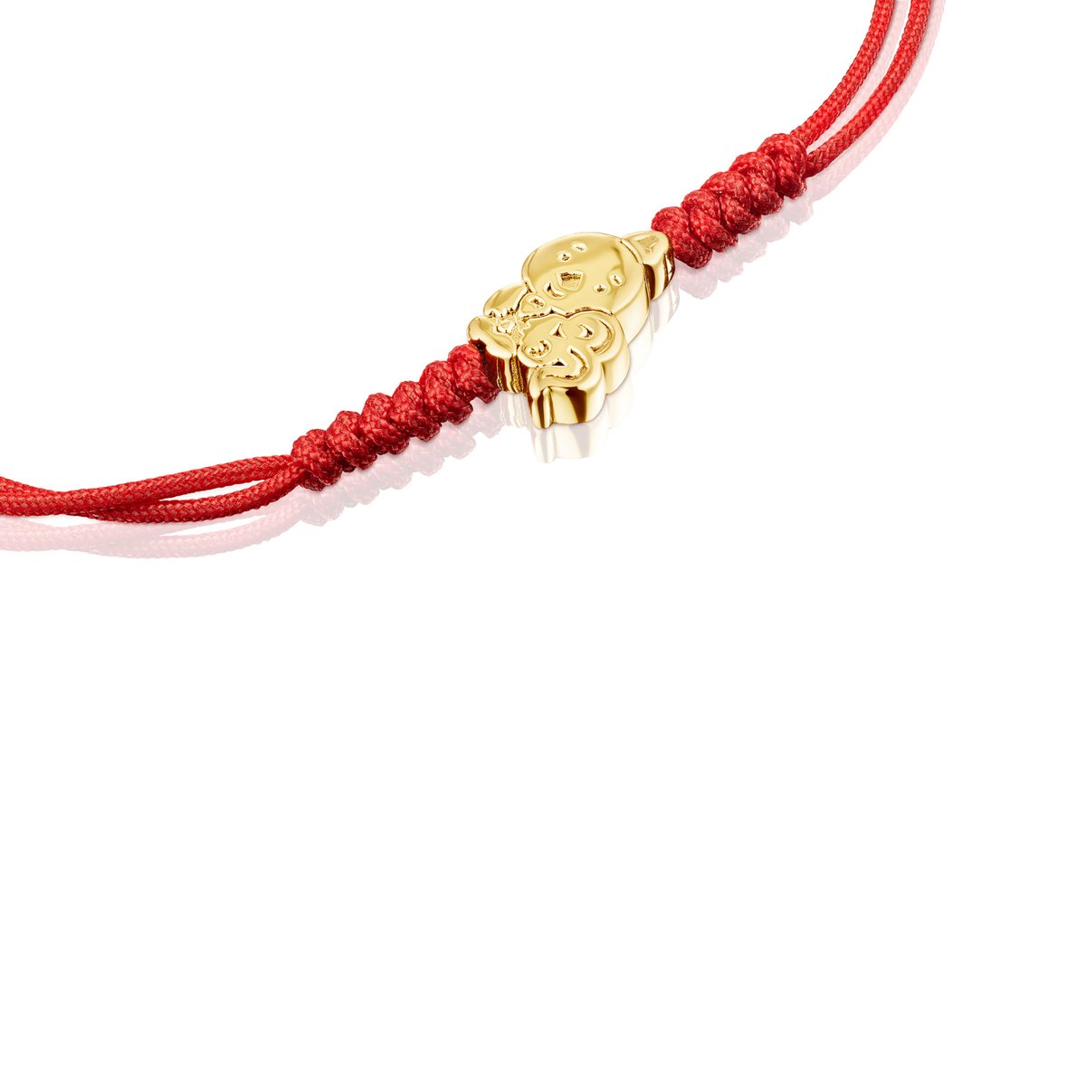 Tous Chinese Horoscope Rooster Bracelet in Gold and Red Cord 918431070