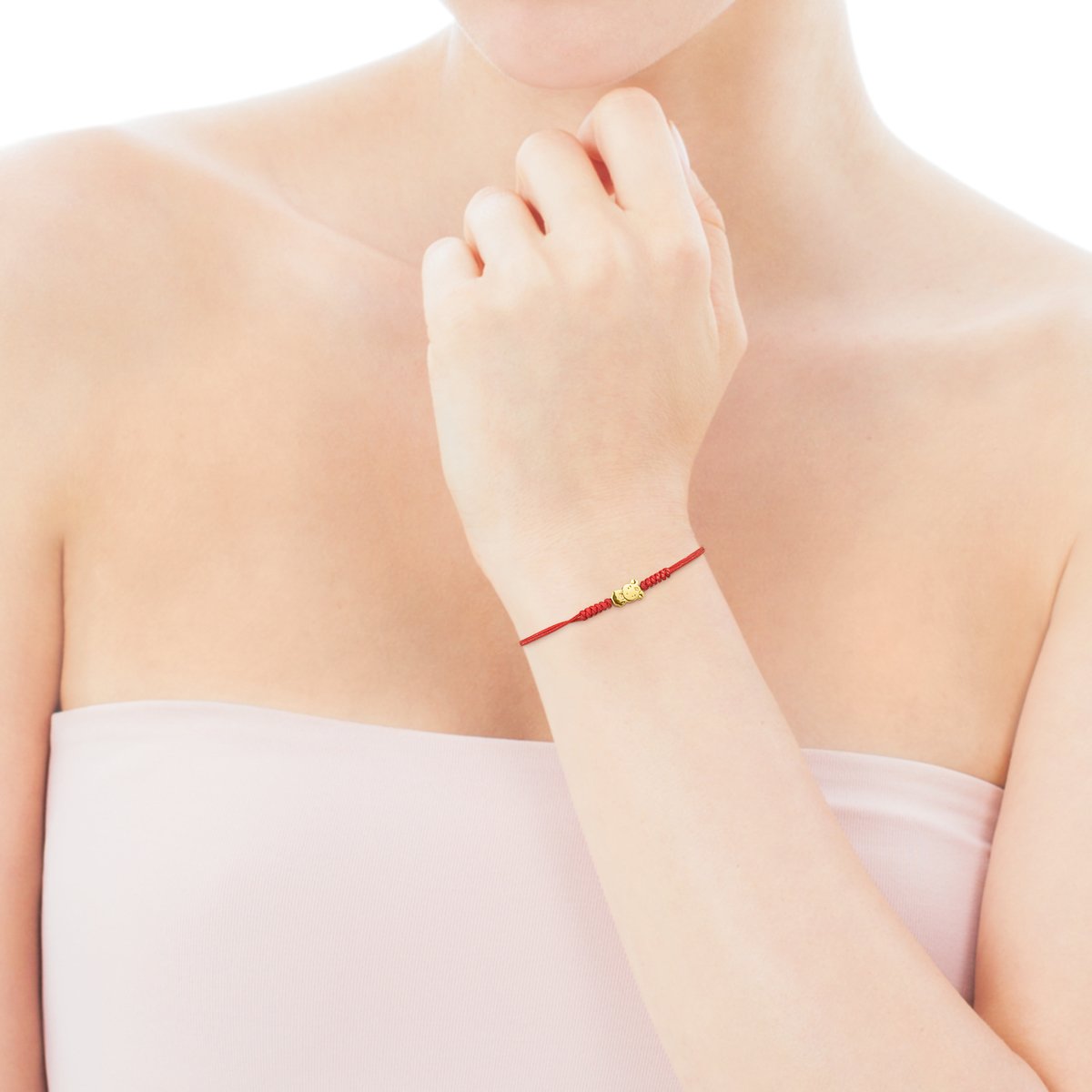 Tous Chinese Horoscope Goat Bracelet in Gold and Red Cord 918431040