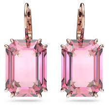 Millenia drop earrings Octagon cut, Pink, Rose gold-tone plated 5619502