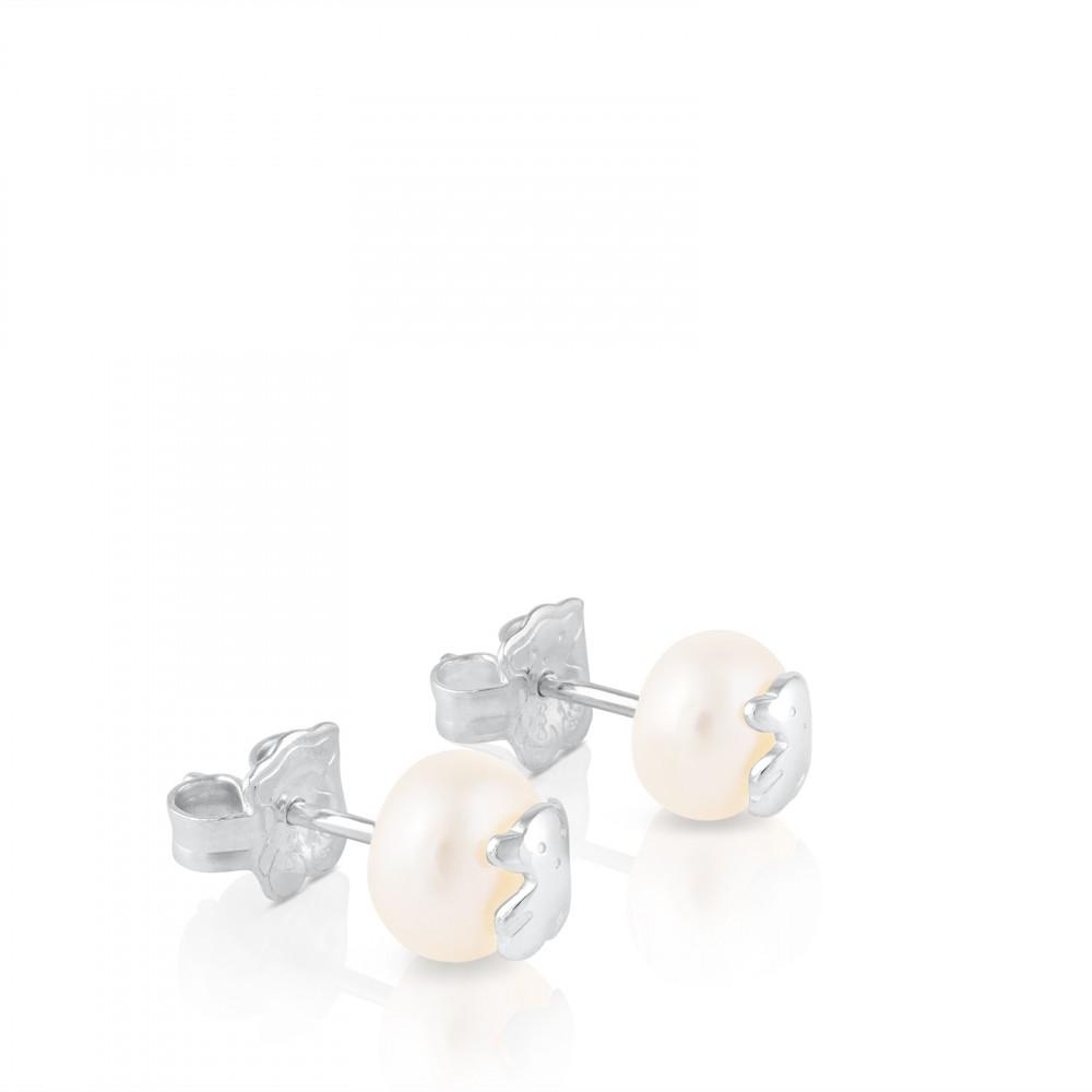 Tous Silver TOUS Bear Earrings with Pearl 211140420