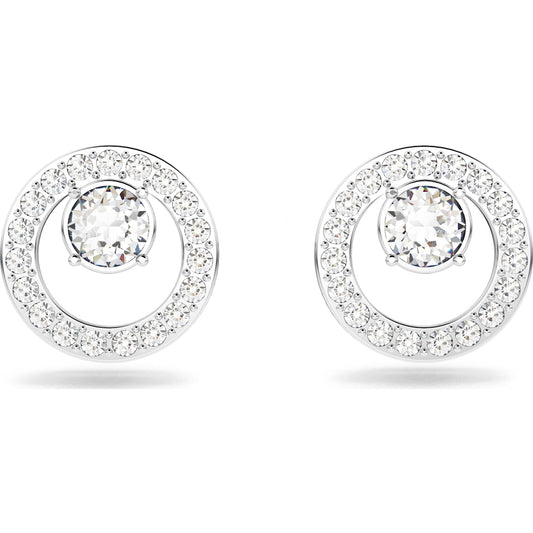 Swarovski Creativity stud earrings, Circular, White, Rhodium plated 5201707 / 5692262