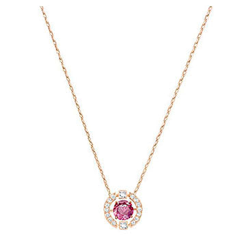 Swarovski Sparkling Dance Round Necklace, Red, Rose gold plating 5279421