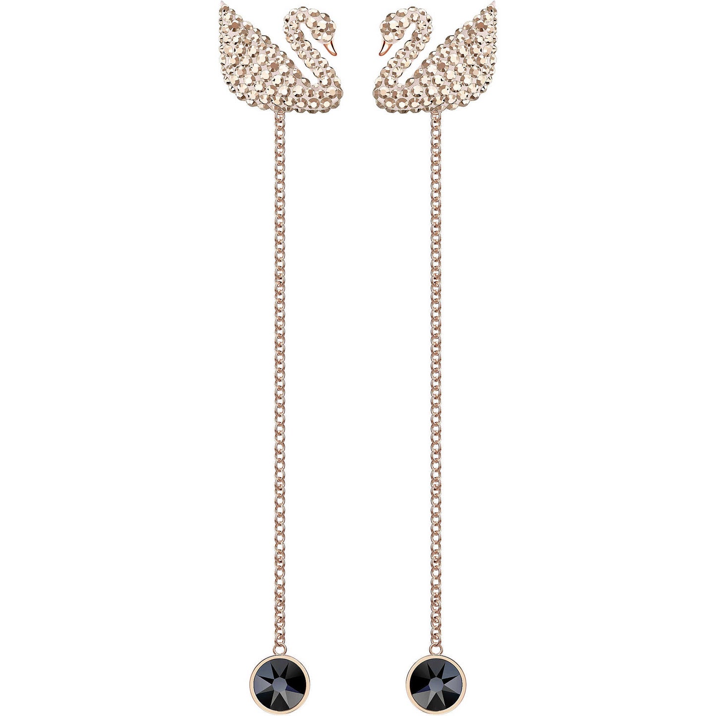 Swarovski Iconic Swan Pierced Earrings, White, Rose Gold Plating 5373164