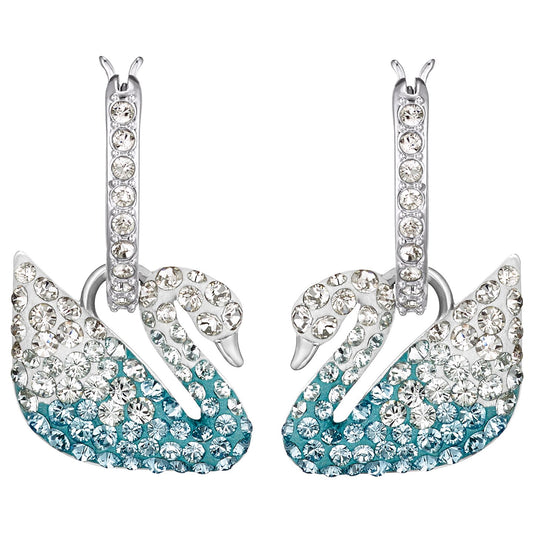 Swarovski Iconic Swan Pierced Earrings, Multi-colored, Rhodium plated 5512577