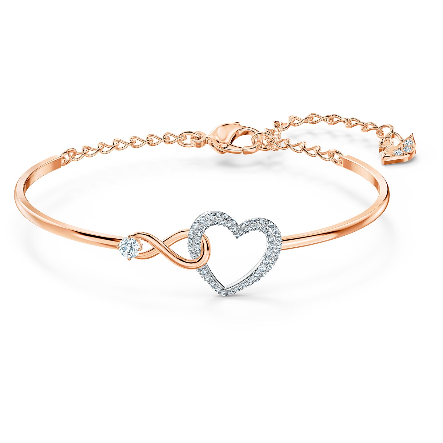 Swarovski Infinity Heart Bangle, White, Mixed metal finish 5518869
