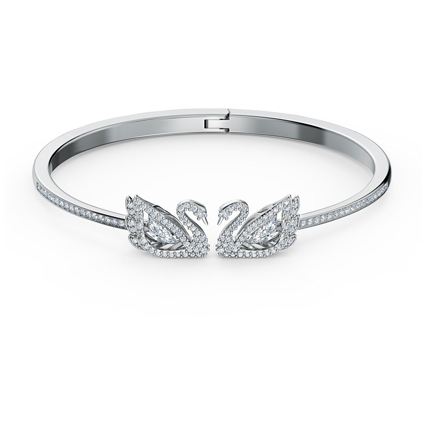 Swarovski Dancing Swan Bangle, White, Rhodium plated 5534849