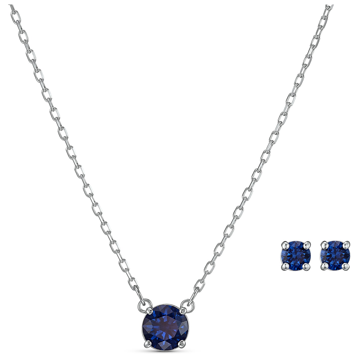 Swarovski Attract Round Set, Blue, Rhodium plated 5536554