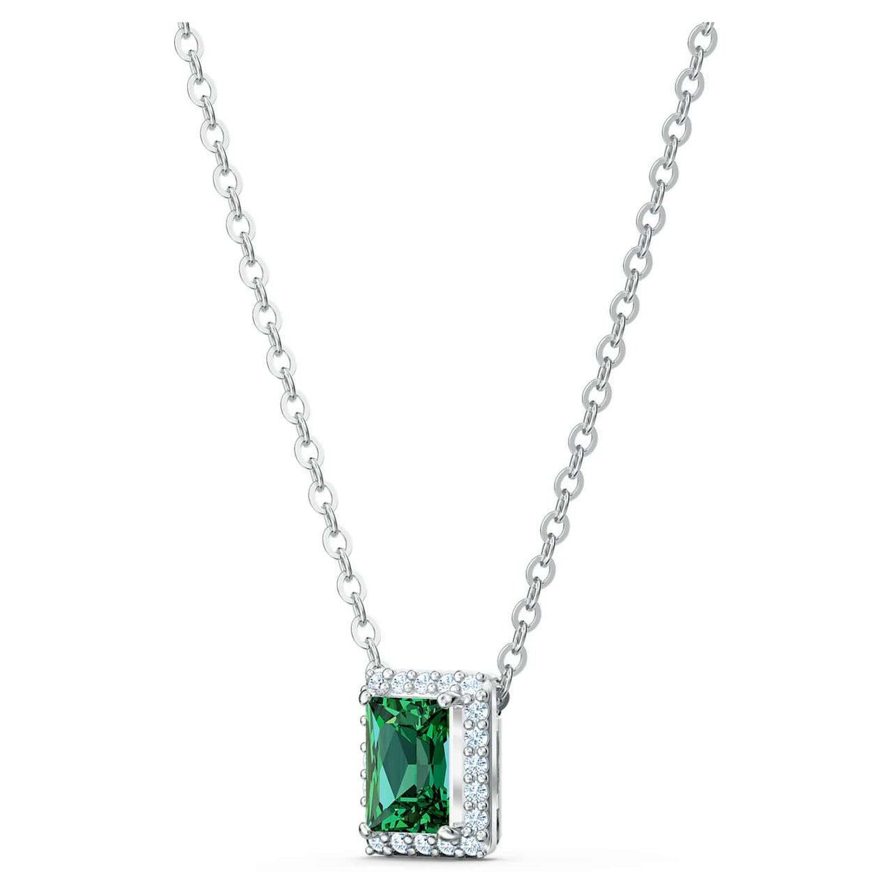 Swarovski Crystal Angelic Rectangular Necklace, Green, Rhodium Plated 5559380
