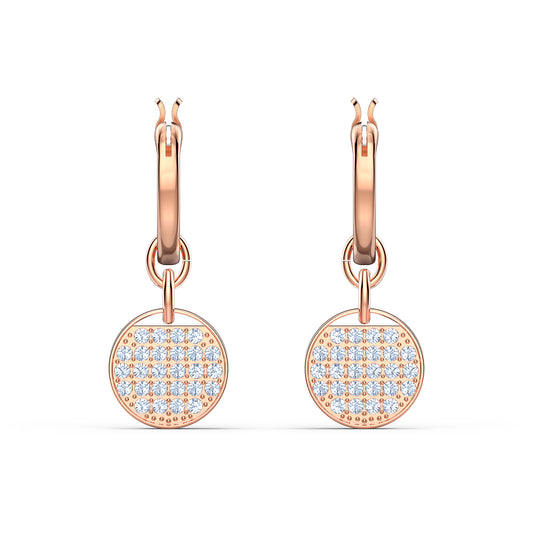 Swarovski Ginger Mini Hoop Pierced Earrings, White, Rose-gold tone plated 5567528