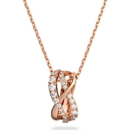 Swarovski Twist necklace, White, Rose gold-tone plated 5620549