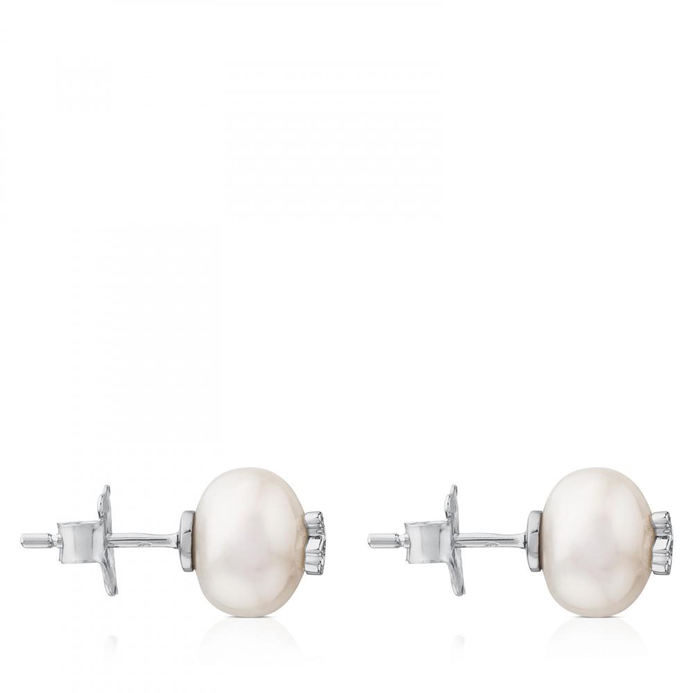 Tous White Gold Puppies Earrings with Diamonds 615263020