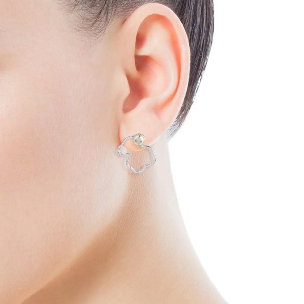 Tous Silver Silueta Earrings with Pearl 713563510