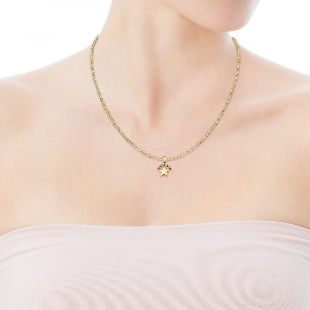 Tous Gold Real Sisy star Pendant with Gemstones 812454030