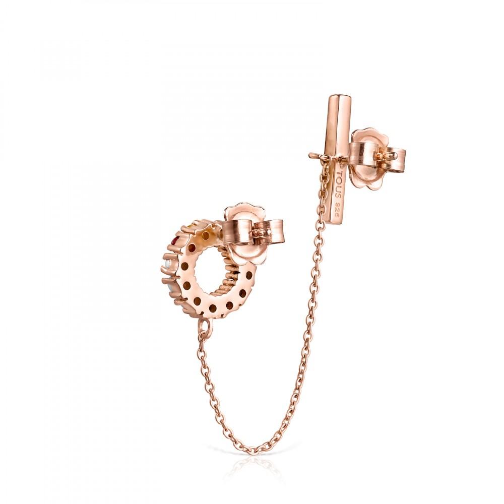Tous Rose Gold Vermeil Straight Earring with Gemstones 912723500