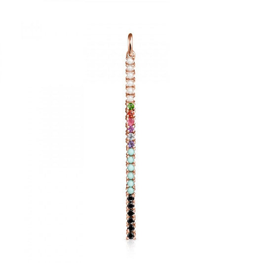 Tous Rose Gold Vermeil Straight bar Pendant with Gemstones 912724500