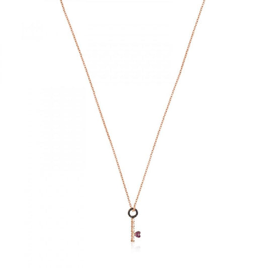Tous Rose Gold Vermeil San Valentín key Necklace with Ruby and Spinel 915304610