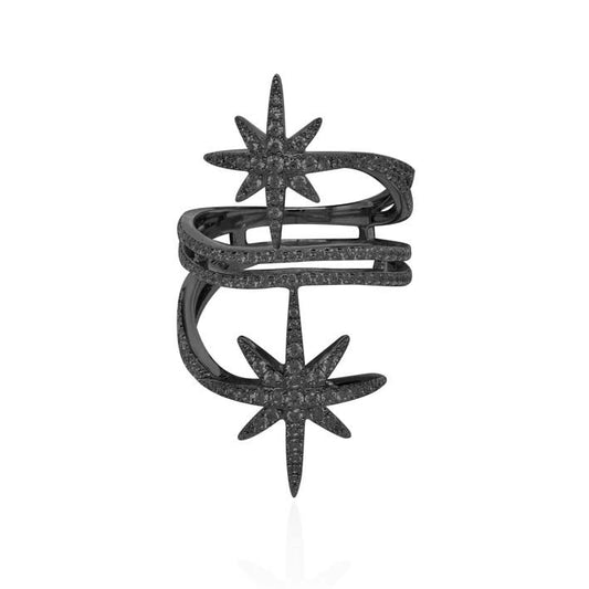 APM Double Meteorites Noires Silver Ring A17080BZT