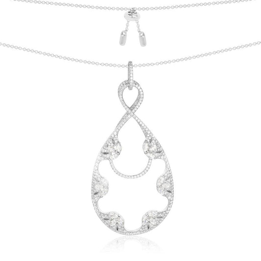 APM Original Paved Pendant Adjustable Necklace - Silver AC3357OX