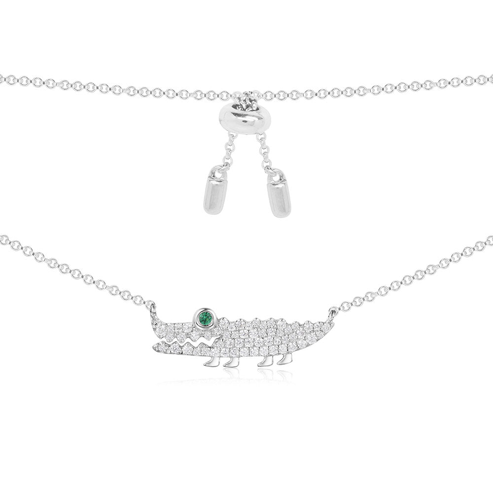 APM Croco Adjustable Necklace - Silver AC3896KGX