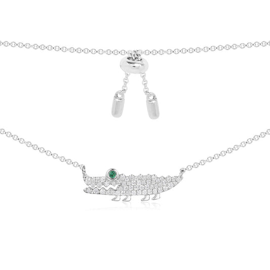APM Croco Adjustable Necklace - Silver AC3896KGX