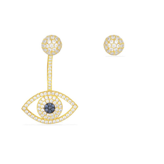 APM Asymmetric Yellow Silver Lucky Eye Earring AE9007OXY