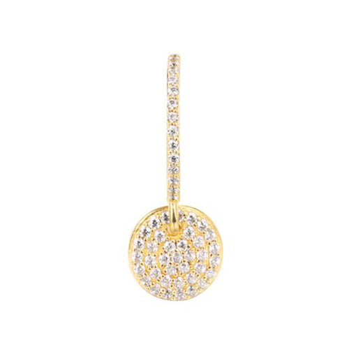 APM Mono Hoop Earring With Paved Disc - Yellow Silver AE9537OXY