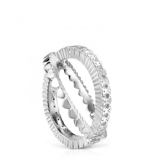 Tous Silver Straight crossed Ring 912725521
