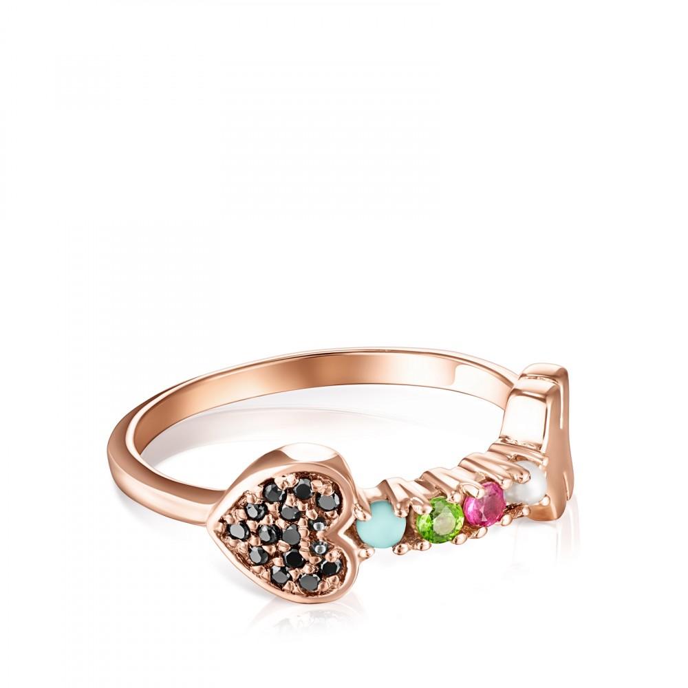 Tous Rose Gold Vermeil San Valentín arrow Ring with Gemstones 915305511