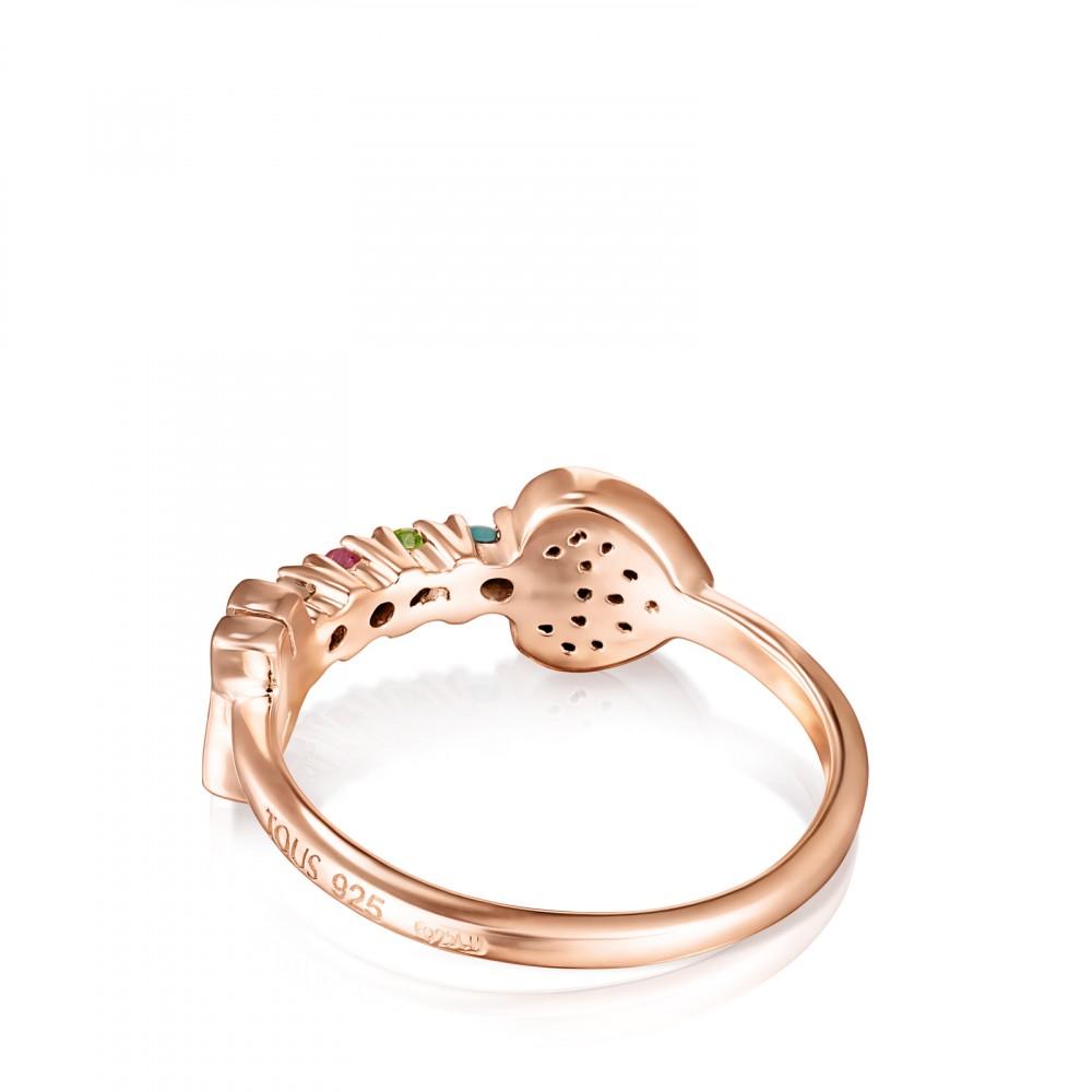 Tous Rose Gold Vermeil San Valentín arrow Ring with Gemstones 915305511