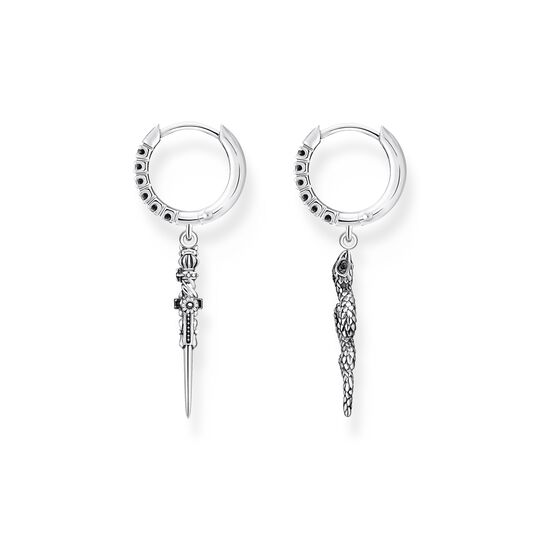 Thomas Sabo Hoop Earrings Blackened Snake And Sword CR713-643-11