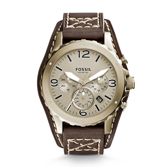 FOSSIL MEN WATCH  NATE CHRONOGRAPH BROWN LEATHER WATCH JR1495