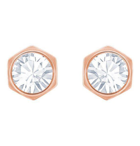 Swarovski Rose Gold Tone Hexagonal Stud Earrings 5371199