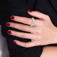 Double Paved Hoop Ring With Pearls - Silver  A19868XPL