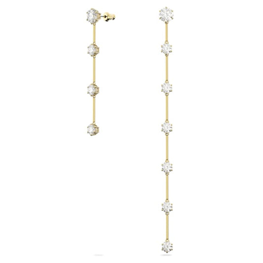 Swarovski Constella earrings Asymmetrical, White, Matte gold-tone plated 5600490