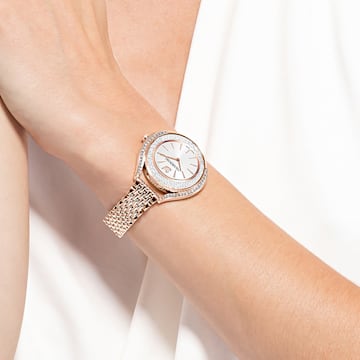 Swarovski Crystalline Aura watch Metal bracelet, Rose gold tone, Rose-gold tone PVD 5519459