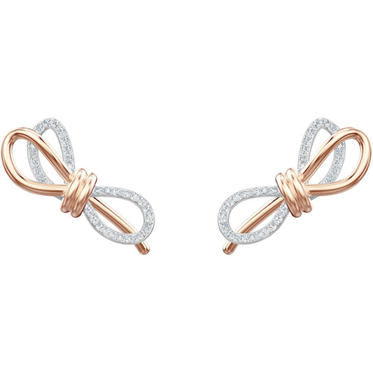 Swarovski Lifelong Bow Pierced Earrings, White, Mixed Plating 5447089