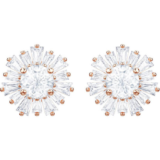 Swarovski Sunshine Pierced Earrings, White, Rose Gold Plating 5459597