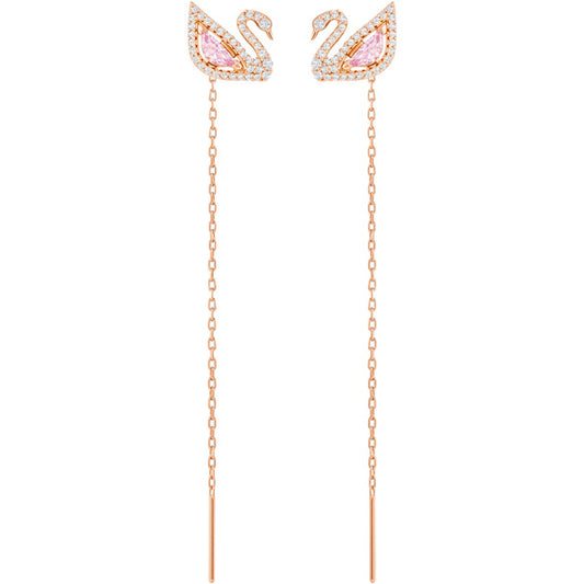 Swarovski Dazzling Swan Pierced Earrings, Multi-colored, Rose Gold Plating 5469990