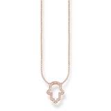 Thomas Sabo Sterling Silver Hand Of Fatima Necklace Rose Gold Plated KE1386-416-14-L42V