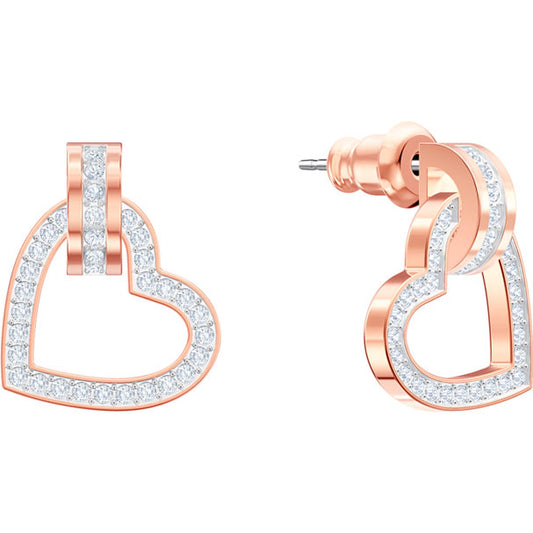Swarovski Lovely Pierced Earrings, White, Rose Gold Plating 5466720