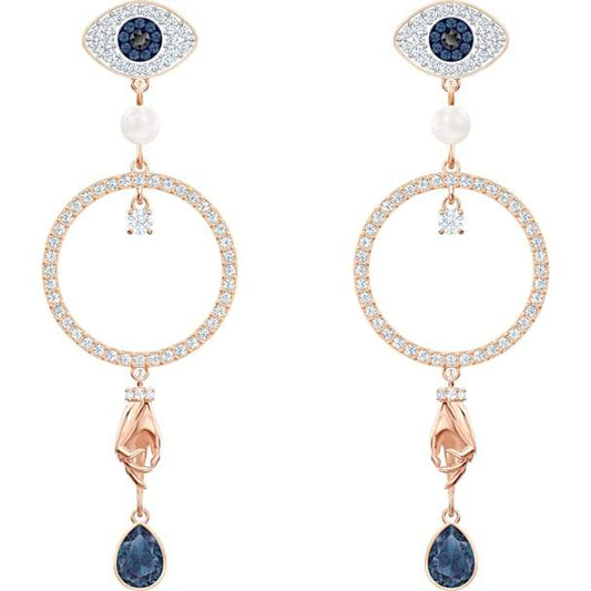 Swarovski Symbolic Hoop Pierced Earrings, Multi-colored, Rose-gold Tone Plated 5500642