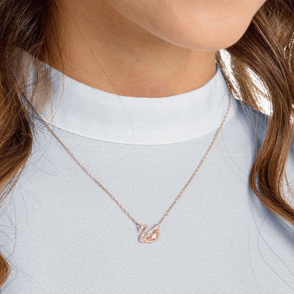 Swarovski Dazzling Swan Necklace, Multi-colored, Rose Gold Plating 5469989
