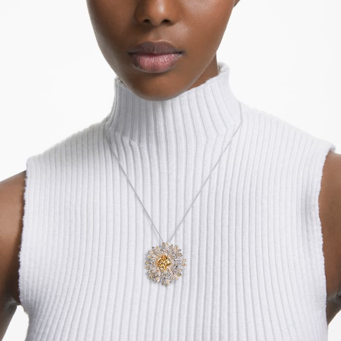 Swarovski Eternal Flower pendant and brooch Flower, Yellow, Mixed metal finish 5642857