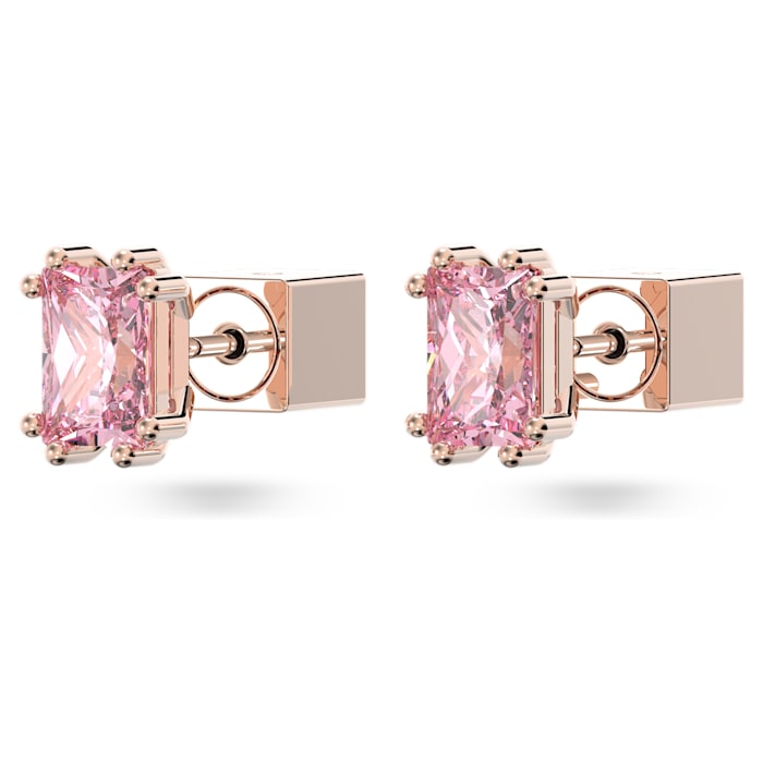 Swarovski Stilla stud earrings Cushion cut, Pink, Rose gold-tone plated 5639136