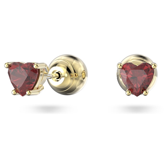 Swarovski Stilla stud earrings Heart, Red, Gold-tone plated 5639133