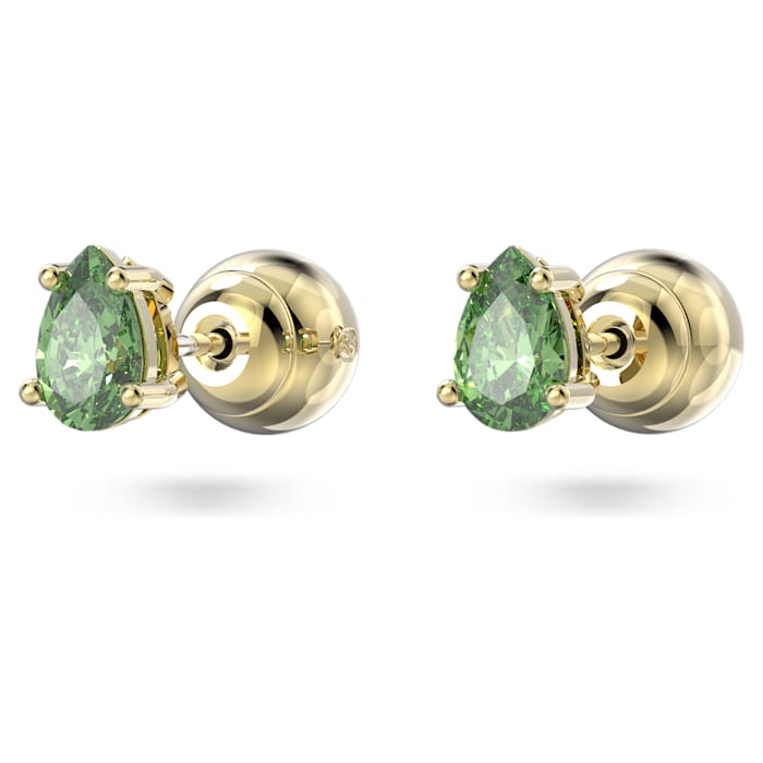 Swarovski Stilla stud earrings Pear cut, Green, Gold-tone plated 5639120